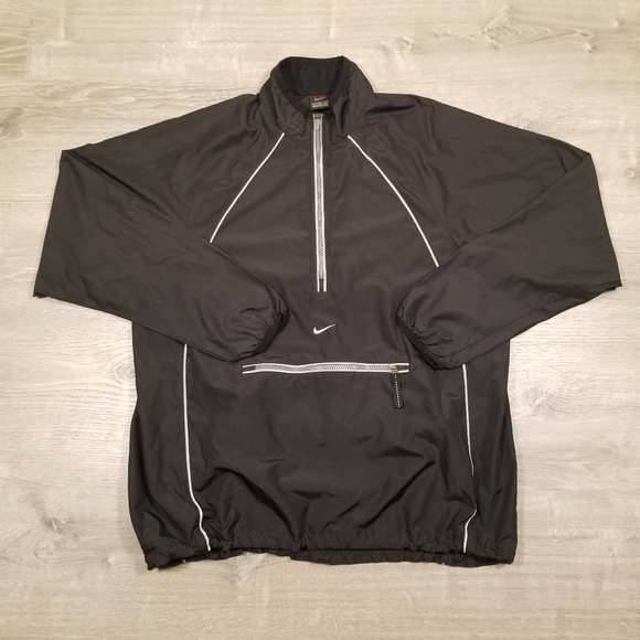 Nike Other - Vintage Nike Anorak 1/2 Zip Pullover Windbreaker Jacket Mens Large Black Swoosh